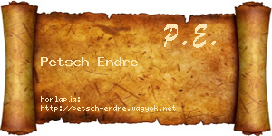 Petsch Endre névjegykártya